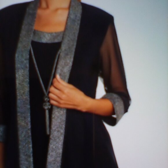 2 piece scoop neck dress A line style Navy Blue - Picture 4 of 6